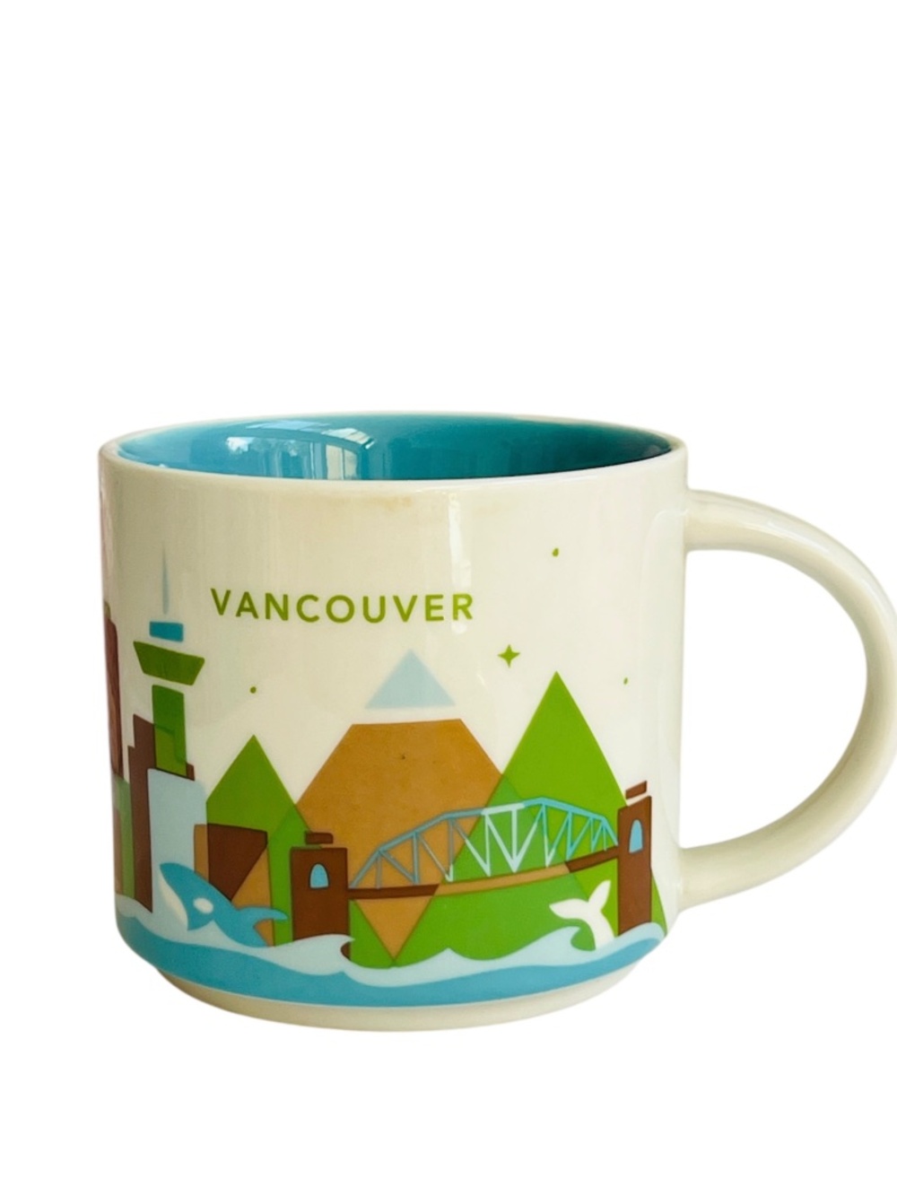 Starbucks Mug YOU ARE HERE Vancouver Canada Coffee Dated 2014 Blue Inside 14 oz